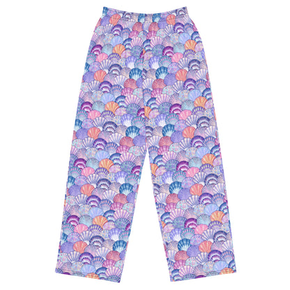 Unisex wide-leg pants with Colorful Shell Pattern