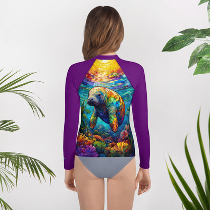 Rash Guards & Swim Shirts Teen/Youth Rash Guard | Sunrise Manatee | UPF 50+