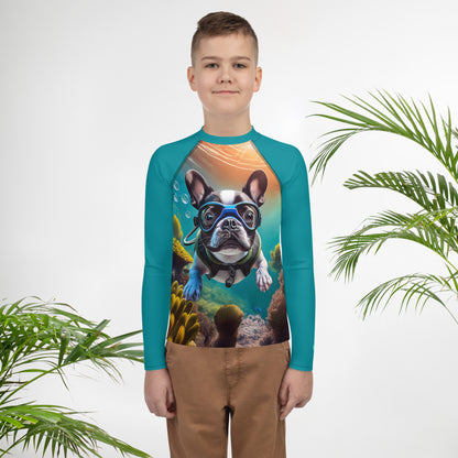 Rash Guards & Swim Shirts Teen/Youth UPF 50+ Rash Guard | Snorkeling Pup