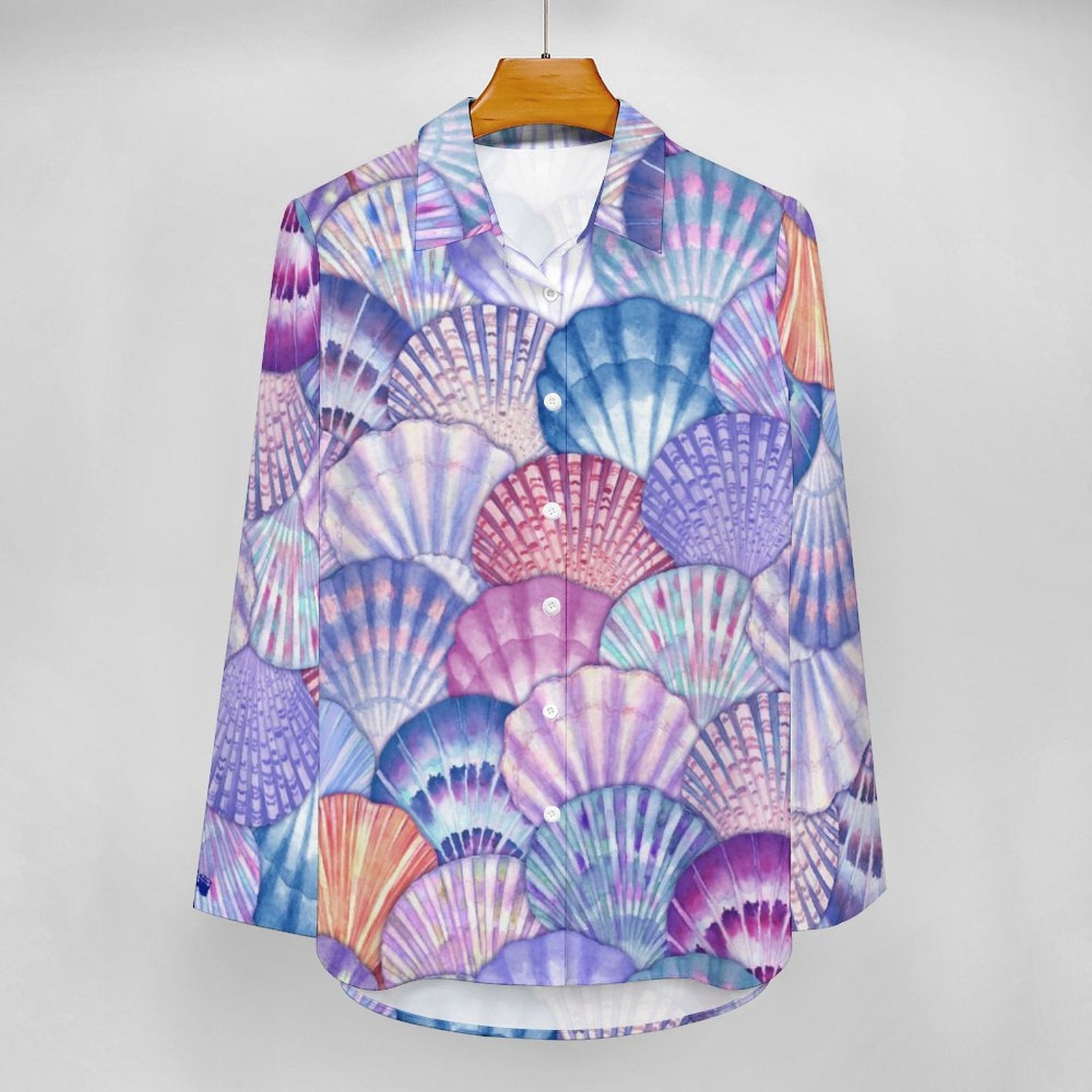 Women's Large Print Seashell Beach Blouse