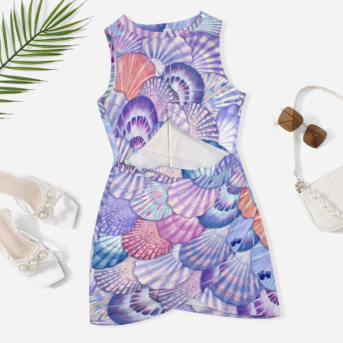 Cutout Bodycon Seashell Print Dress With Beachy VIbe