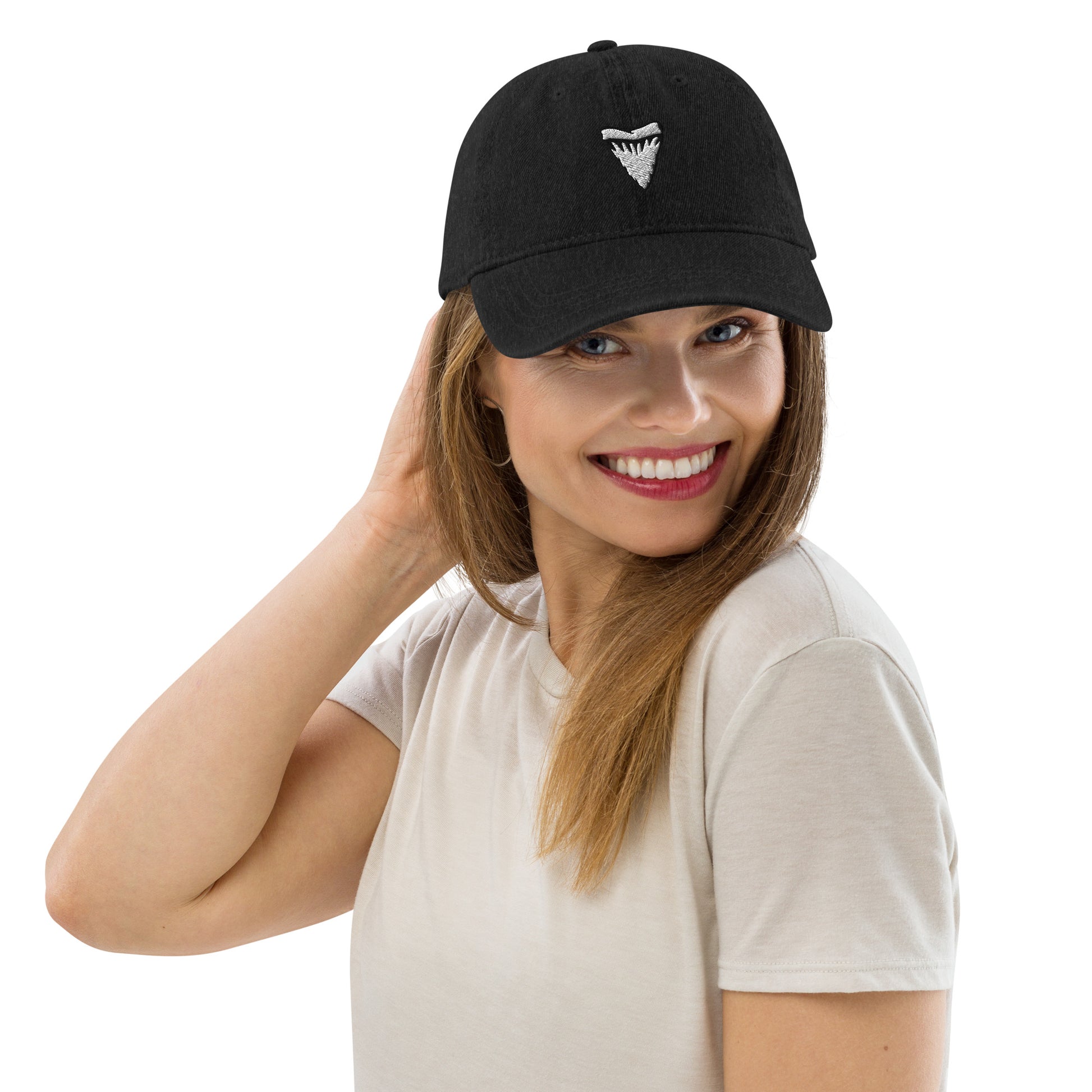 Denim Hat | Embroidered Shark Tooth