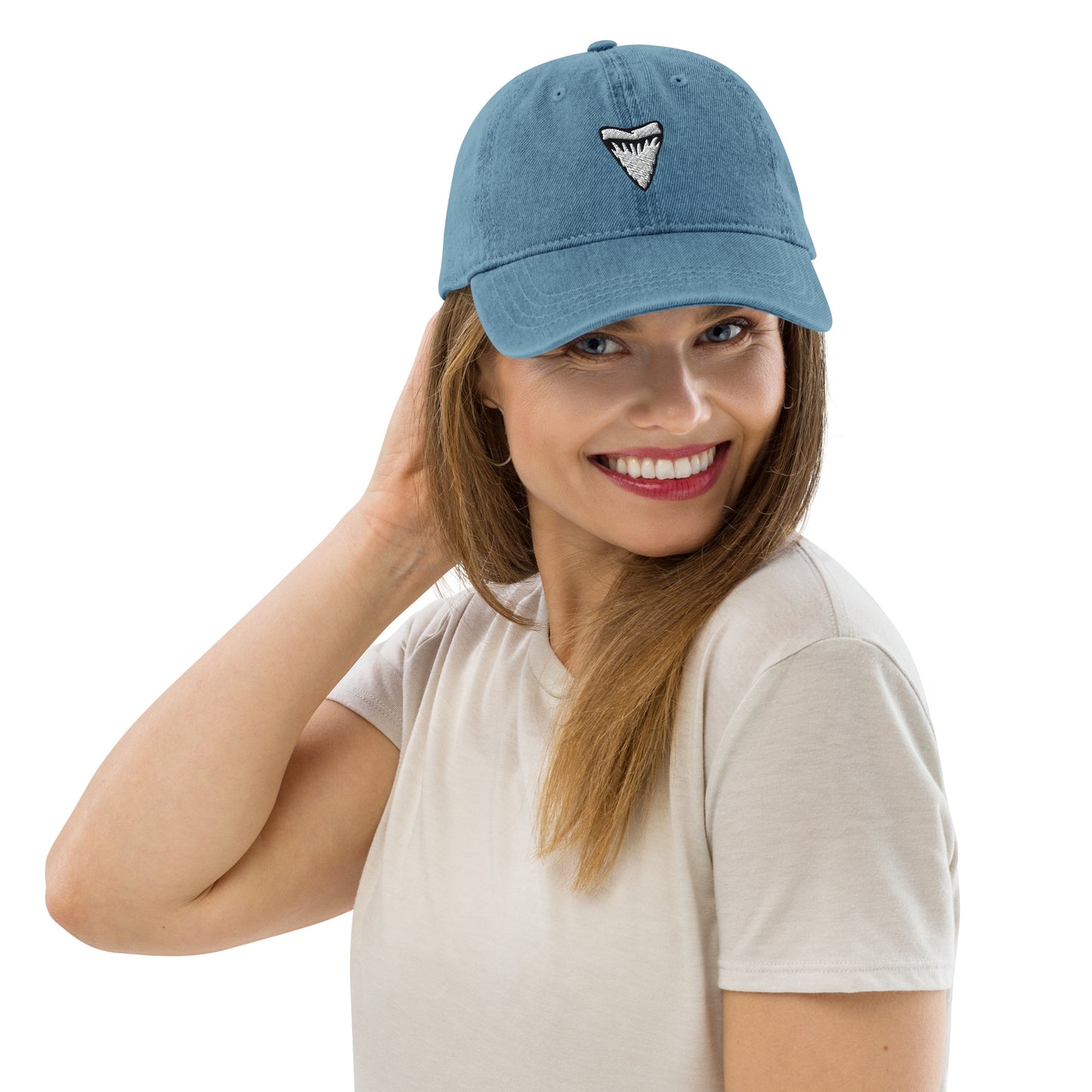 Denim Hat | Embroidered Shark Tooth