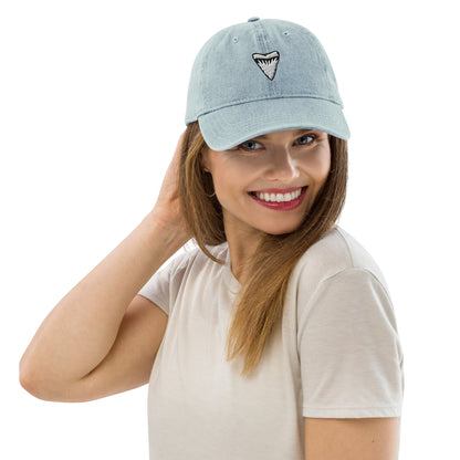 Denim Hat | Embroidered Shark Tooth