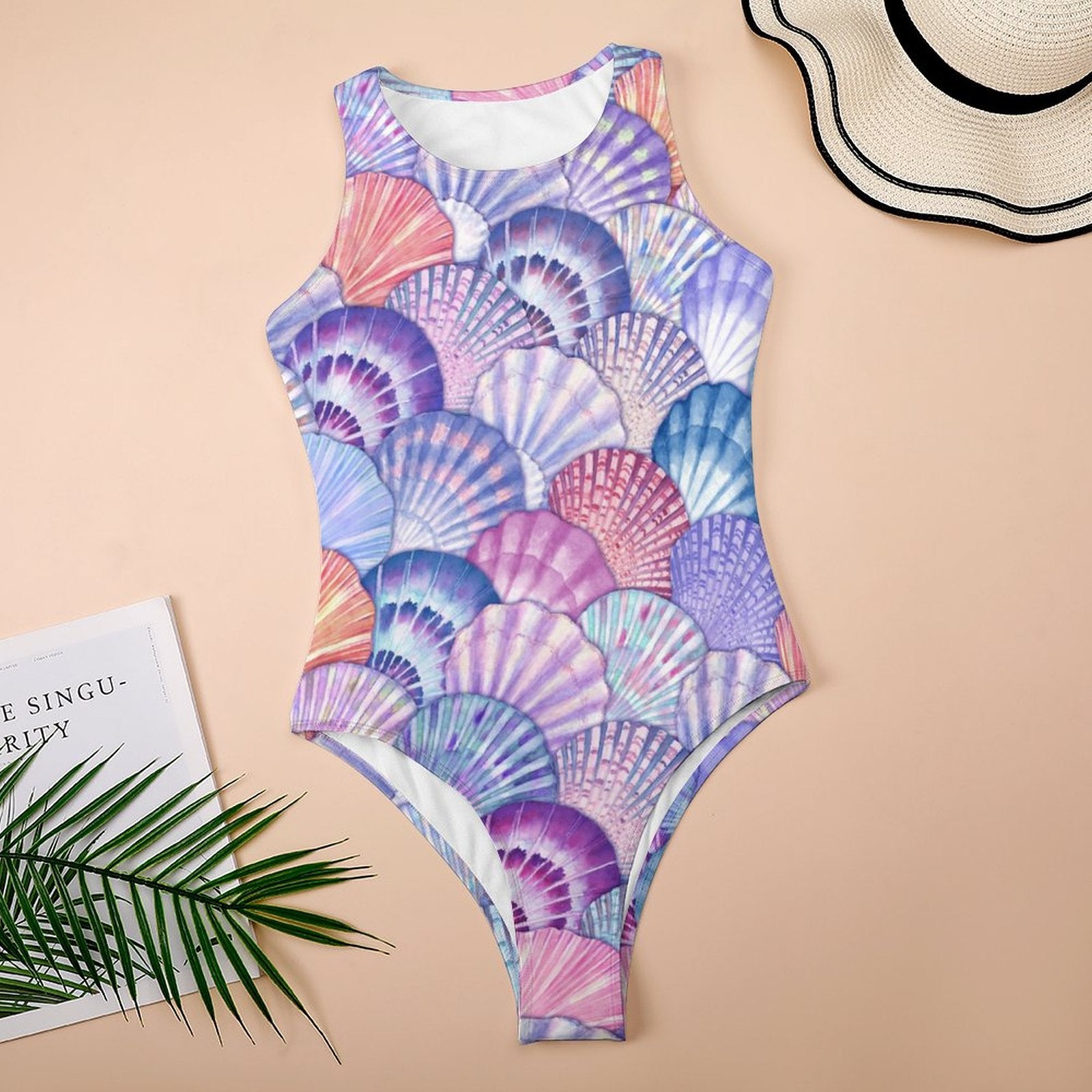 Tank Top Bodysuit With Oversized Seashell Print