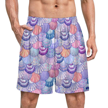 Pajama Shorts for Men With a Colorful Seashell Pattern Print