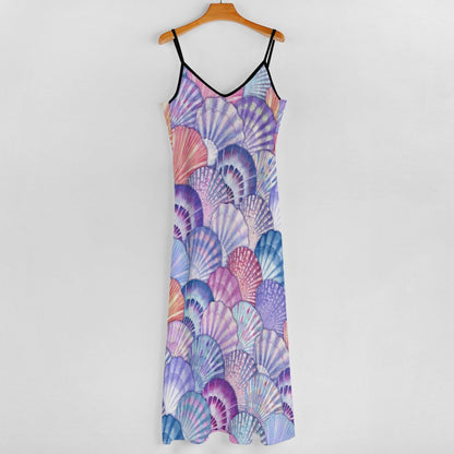 Ankle-length Slip Dress with colorful seashell pattern