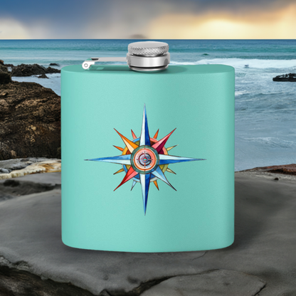 6oz Stainless Steel Flask | Latitudes Compass Design