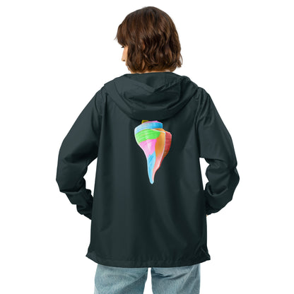 Unisex lightweight zip up windbreaker | Seashell Print